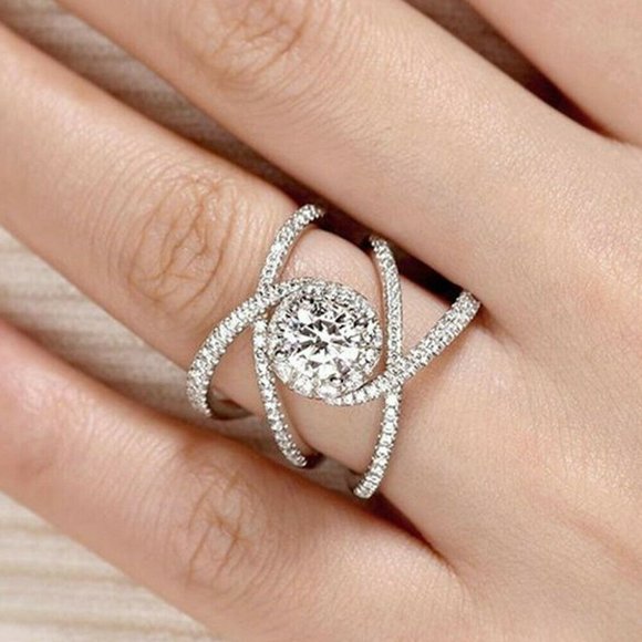 Huitan Jewelry - Elegant 925 Silver White Sapphire Fashion ring